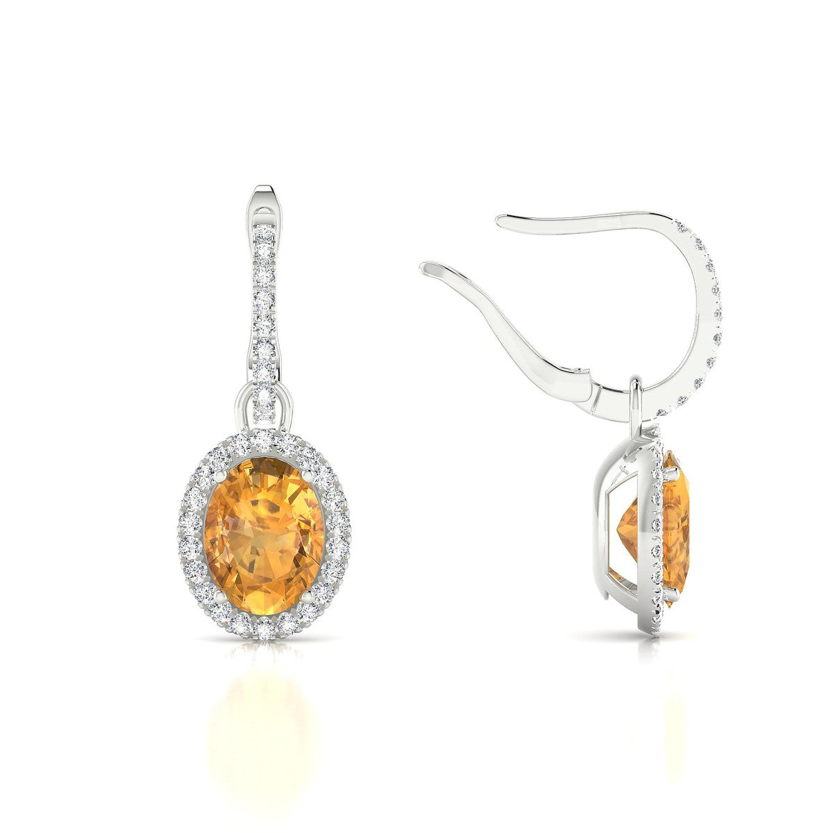 Sunrise | 18k White Gold 8 x 6 mm Oval Citrine Earrings