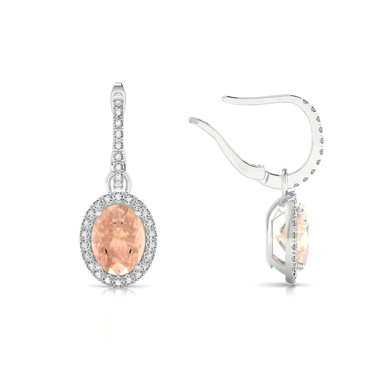 Sunrise | 18k White Gold 8 x 6 mm Oval Morganite Earrings
