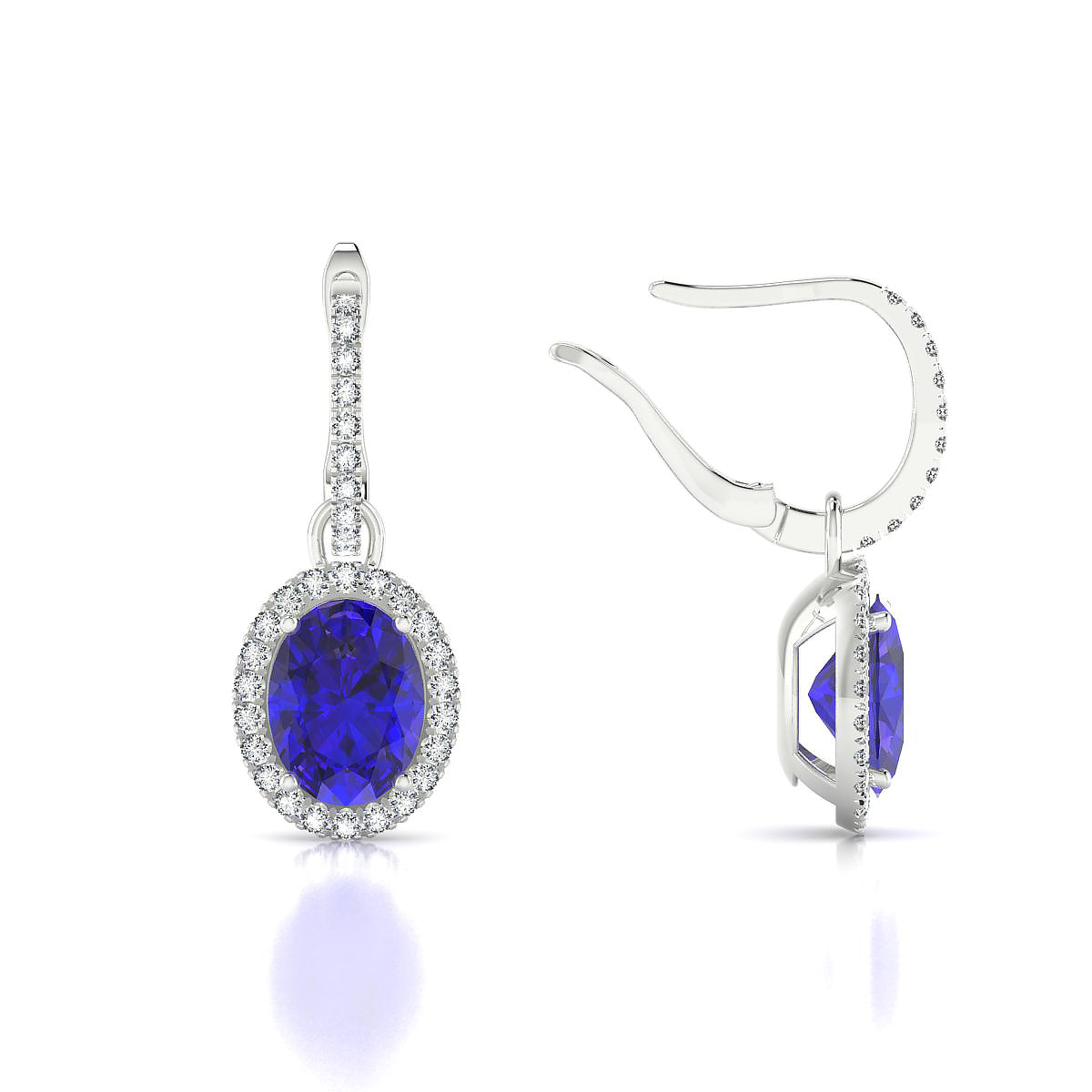 Sunrise | 18k White Gold 8 x 6 mm Oval Tanzanite Earrings