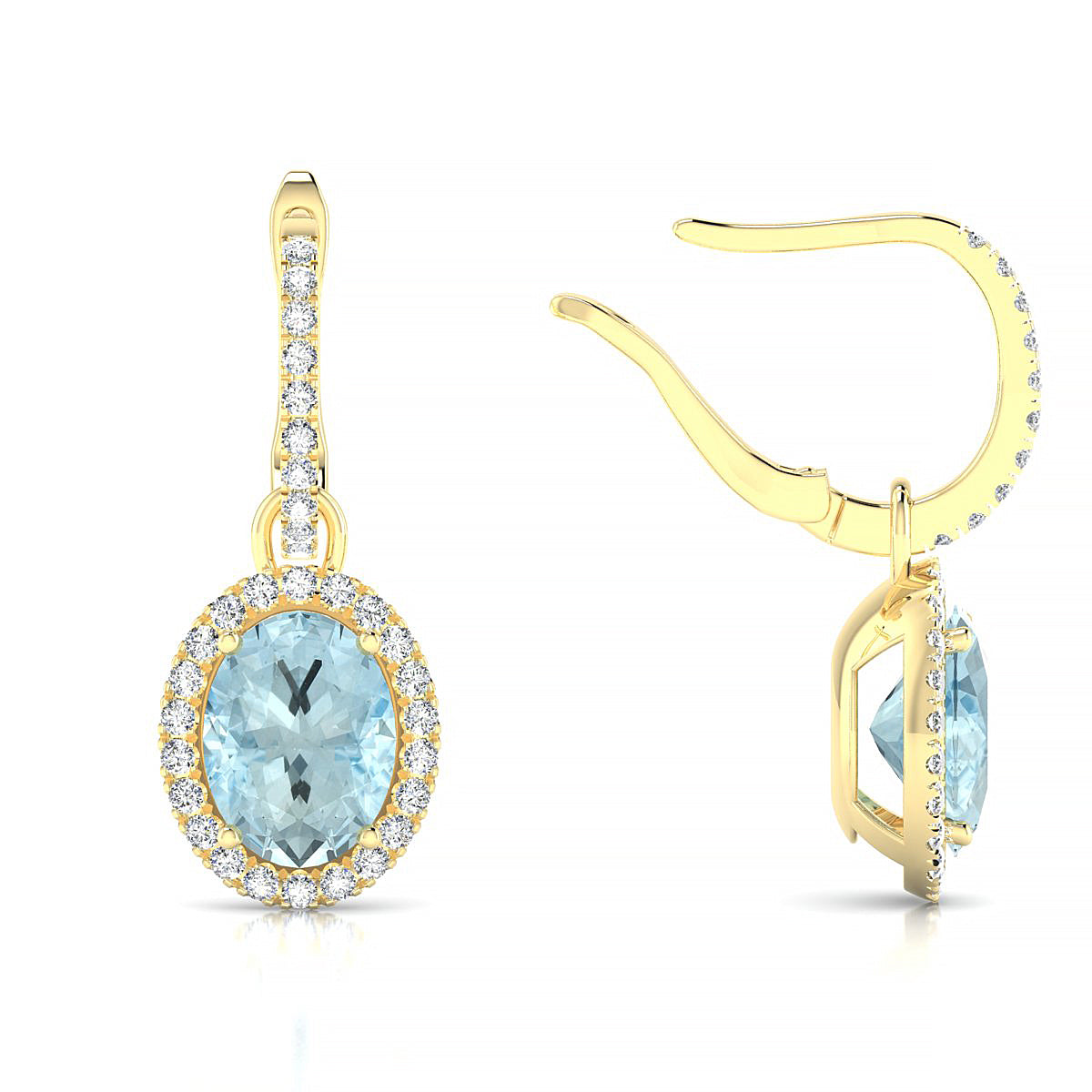 Sunrise | 18k Yellow Gold 8 x 6 mm Oval Aquamarine Earrings