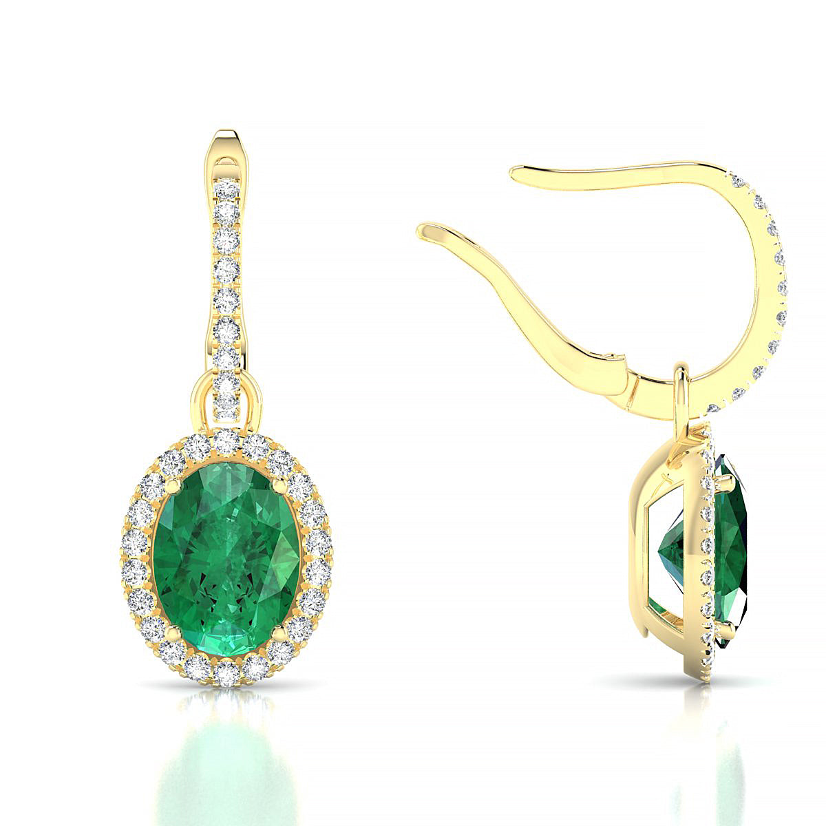 Sunrise | 18k Yellow Gold 8 x 6 mm Oval Emerald Earrings