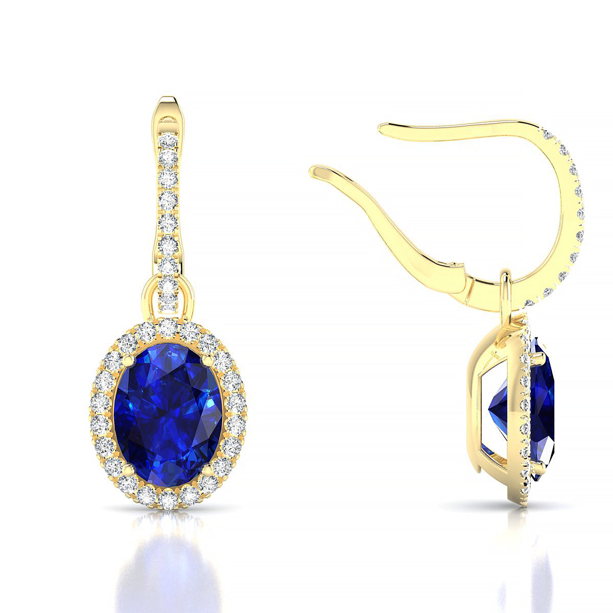 Sunrise | 18k Yellow Gold 8 x 6 mm Oval Sapphire Earrings