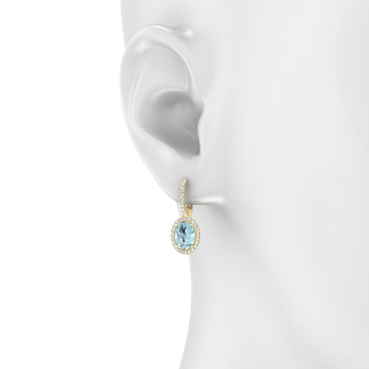 Sunrise | 18k Yellow Gold 8 x 6 mm Oval Aquamarine Earrings