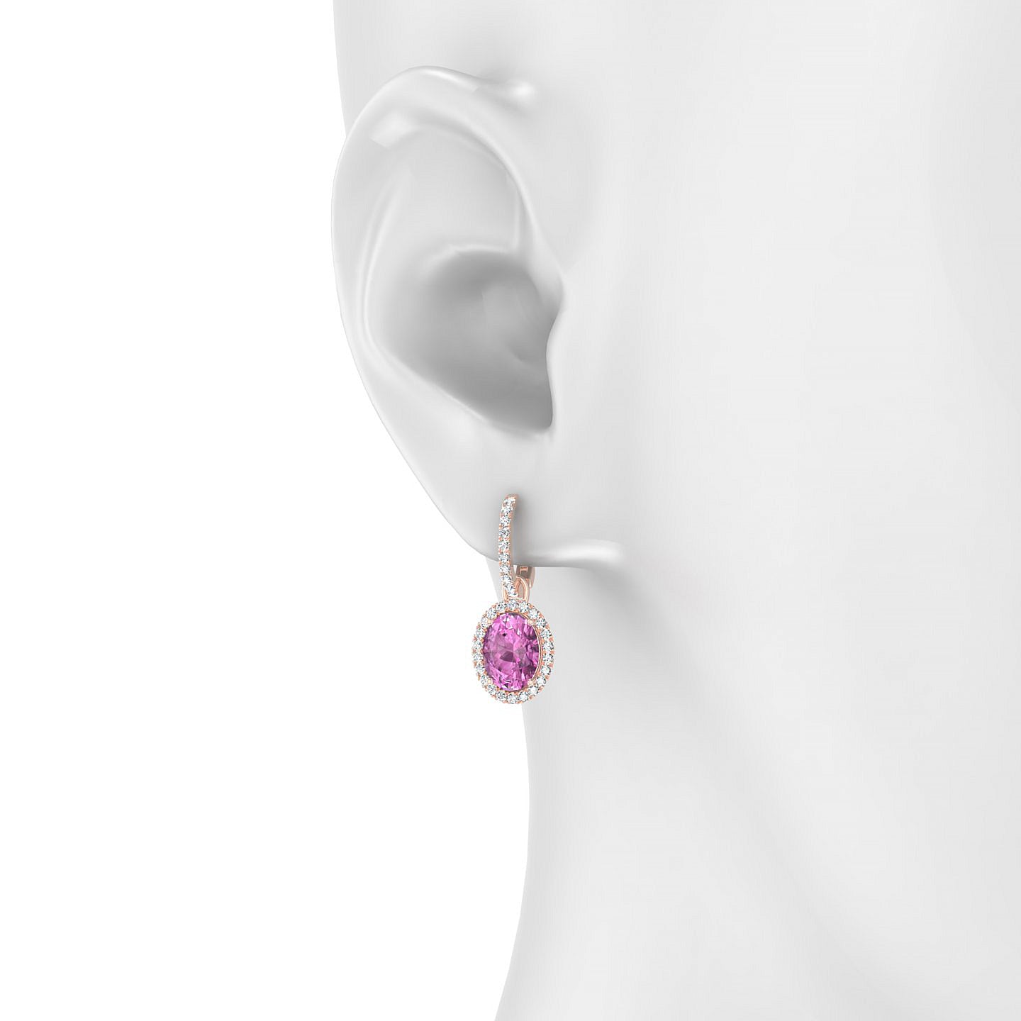 Sunrise | 18k Rose Gold 8 x 6 mm Oval Pink Sapphire Earrings