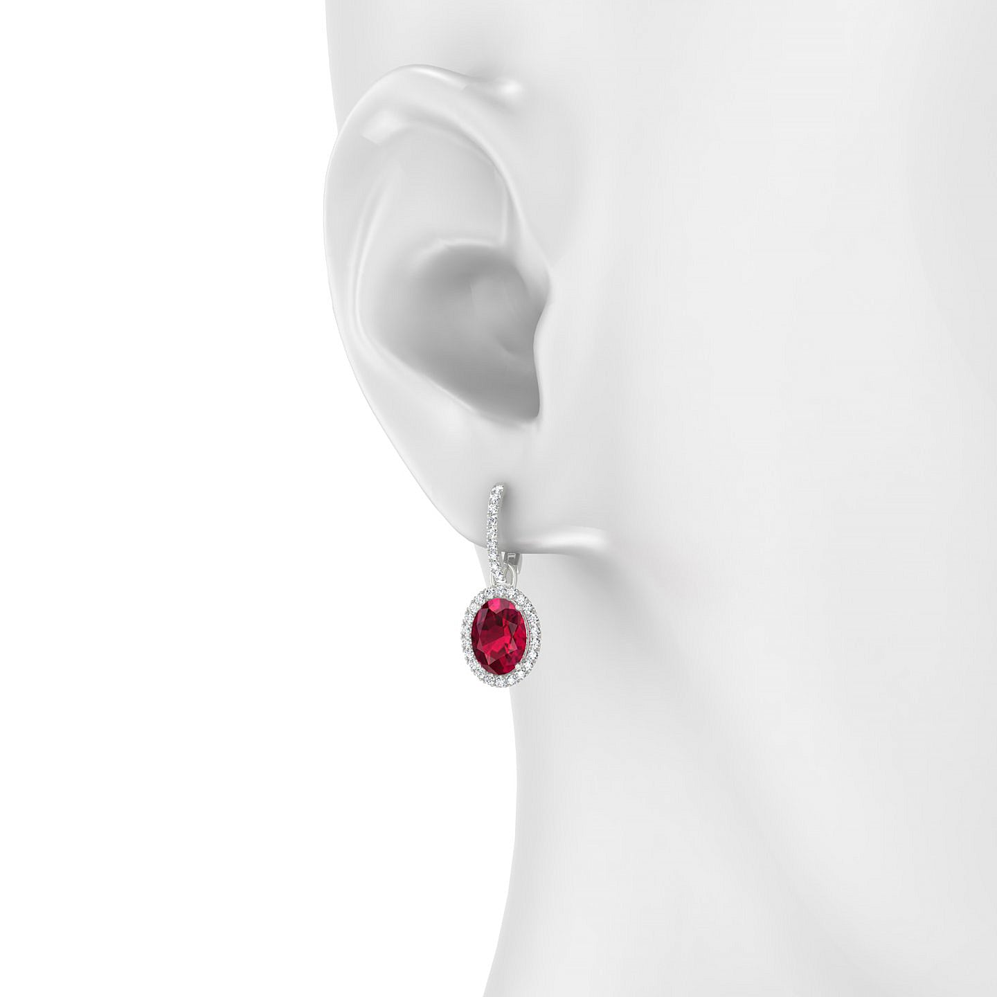 Sunrise | 18k White Gold 8 x 6 mm Oval Ruby Earrings