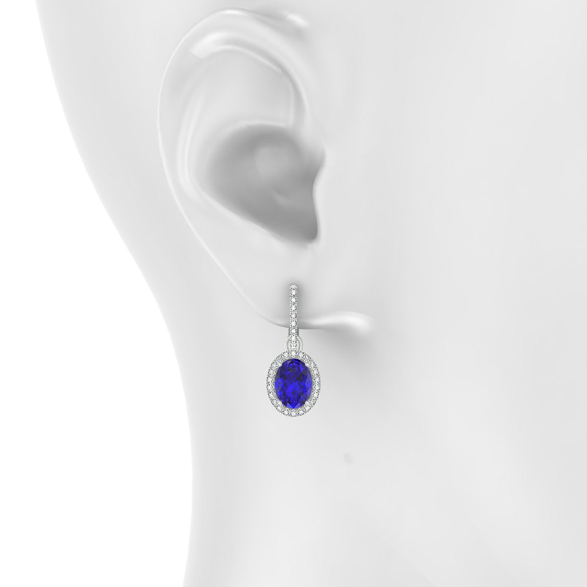 Sunrise | 18k White Gold 8 x 6 mm Oval Tanzanite Earrings
