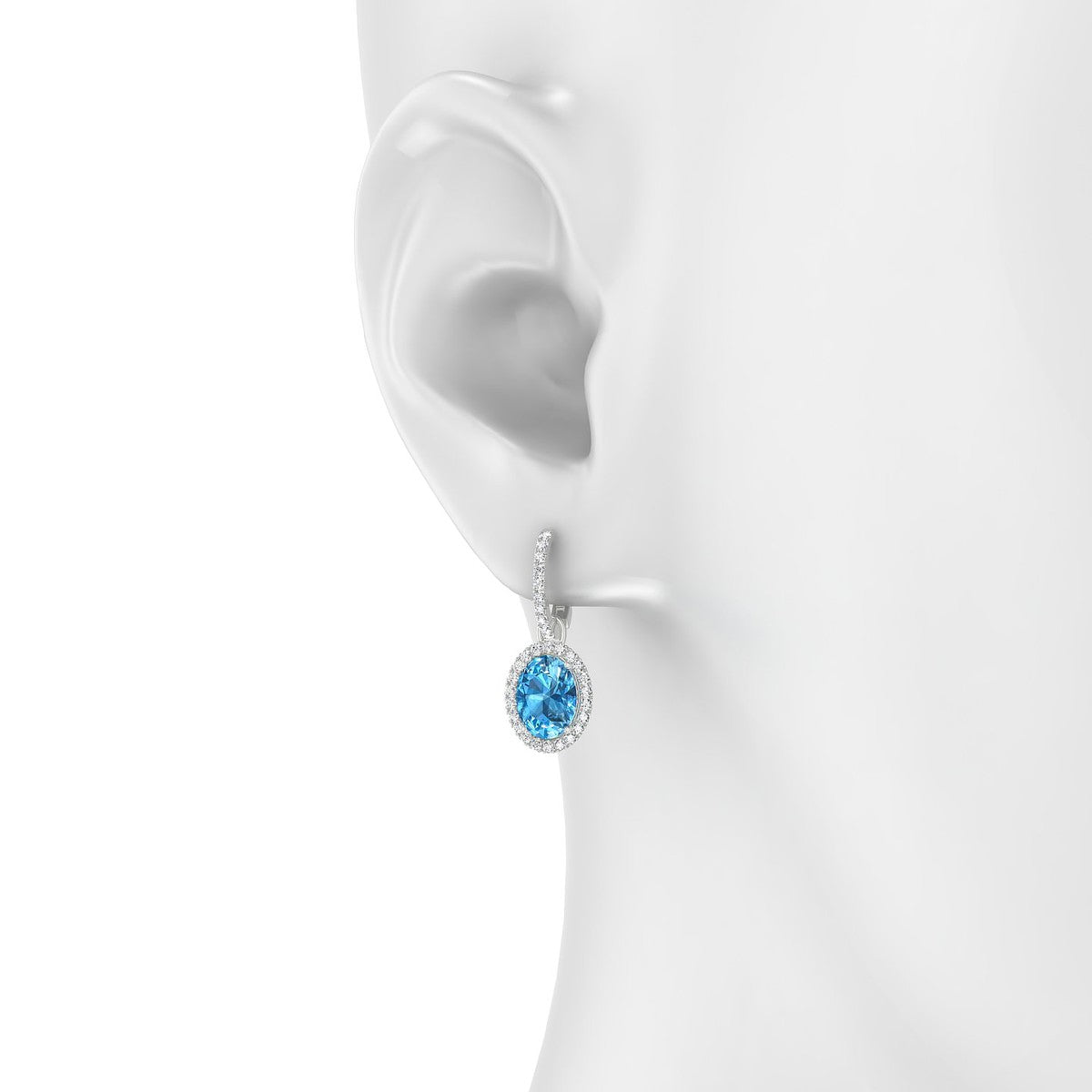 Sunrise | 18k White Gold 8 x 6 mm Oval Topaz Earrings