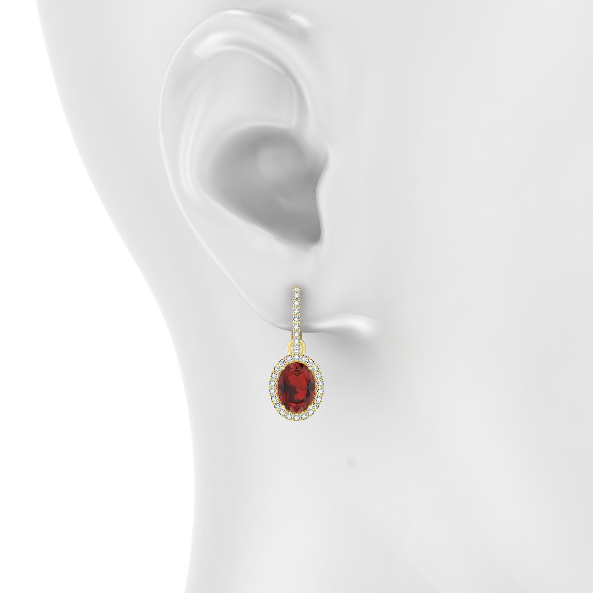 Sunrise | 18k Yellow Gold 8 x 6 mm Oval Garnet Earrings