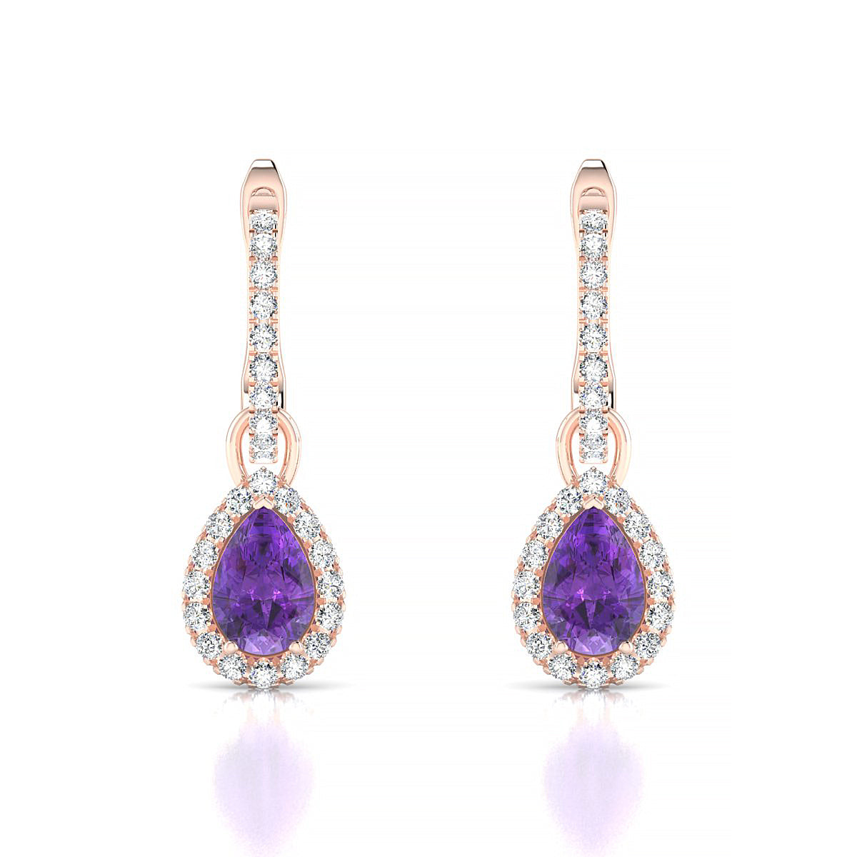 Sunrise | 18k Rose Gold 6 x 4 mm Pear Amethyst Earrings