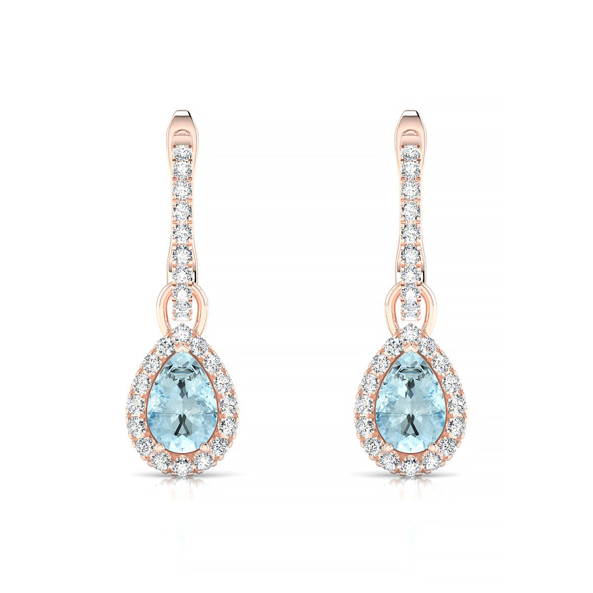 Sunrise | 18k Rose Gold 6 x 4 mm Pear Aquamarine Earrings