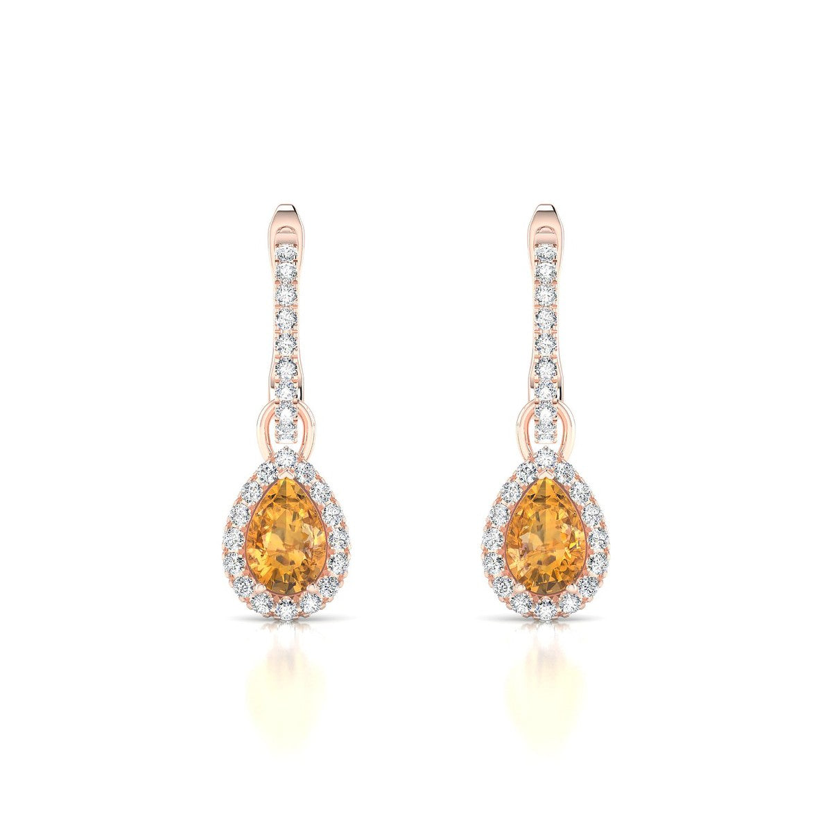 Sunrise | 18k Rose Gold 6 x 4 mm Pear Citrine Earrings