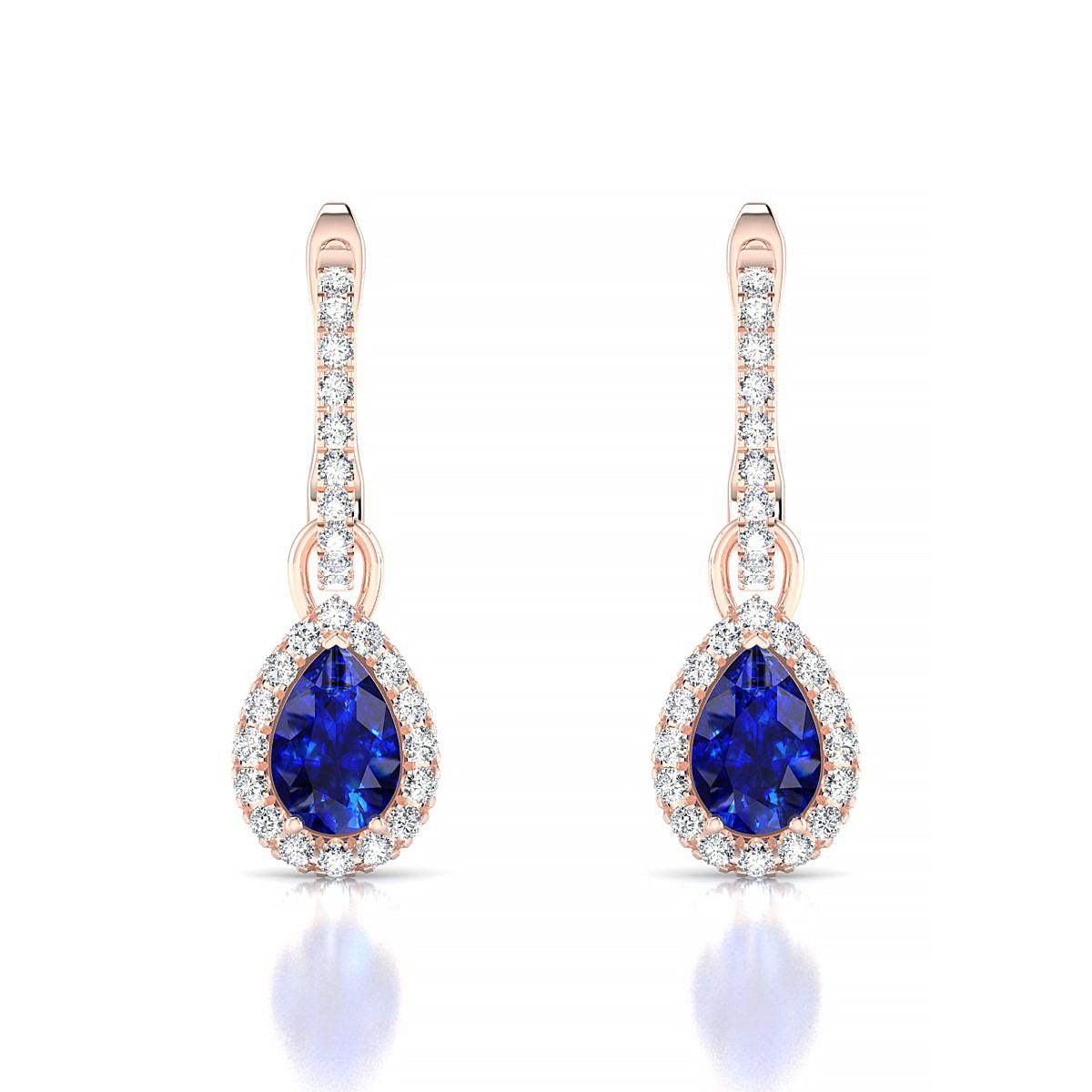 Sunrise | 18k Rose Gold 6 x 4 mm Pear Sapphire Earrings