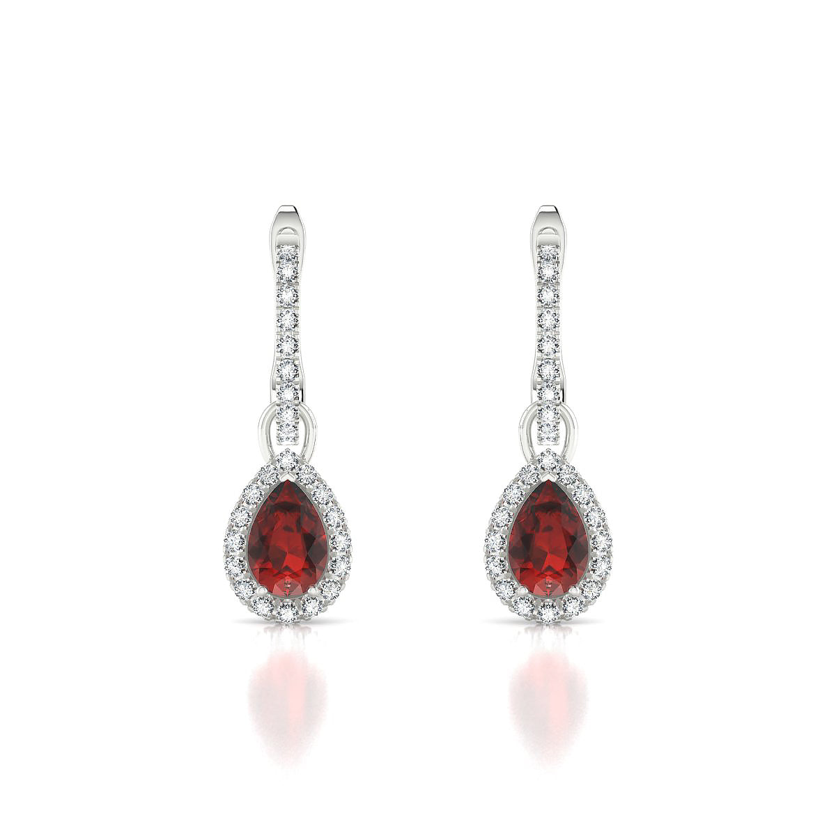 Sunrise | 18k White Gold 6 x 4 mm Pear Garnet Earrings
