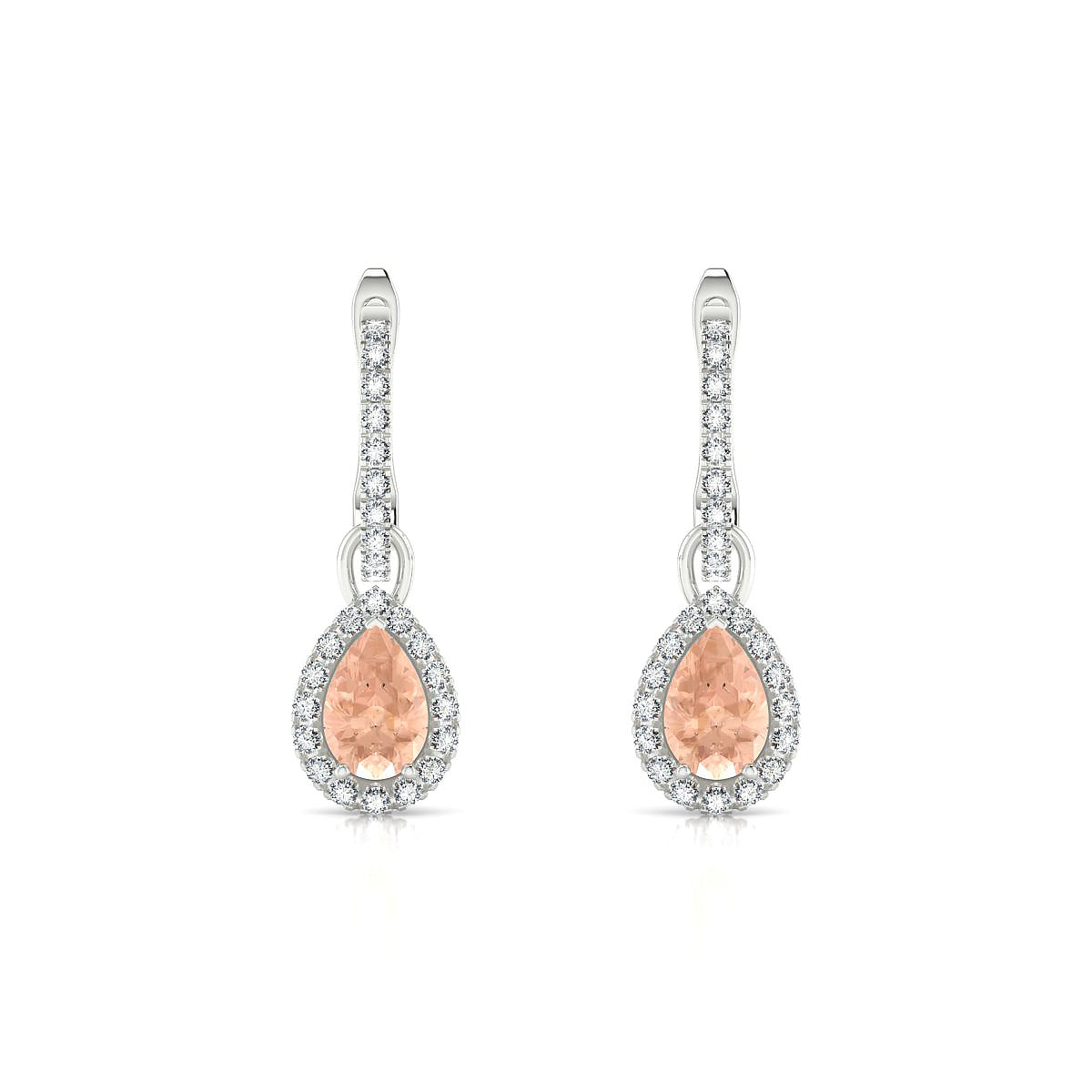Sunrise | 18k White Gold 6 x 4 mm Pear Morganite Earrings