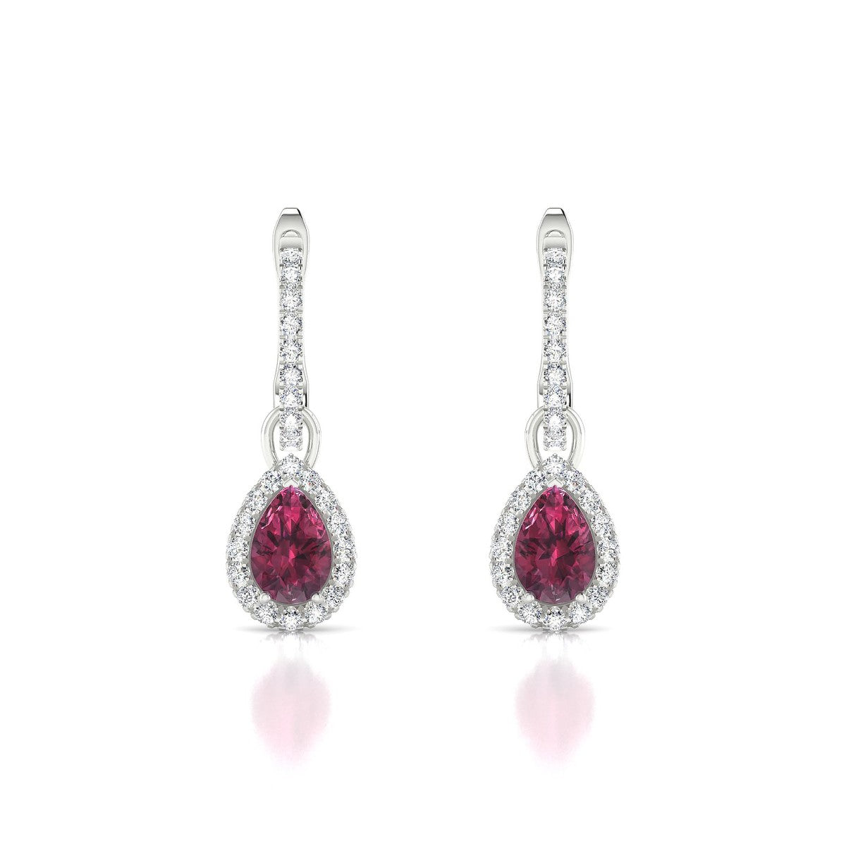 Sunrise | 18k White Gold 6 x 4 mm Pear Rhodolite Earrings