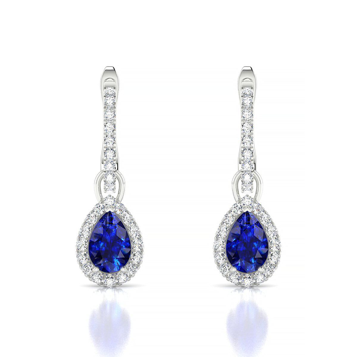 Sunrise | 18k White Gold 6 x 4 mm Pear Sapphire Earrings