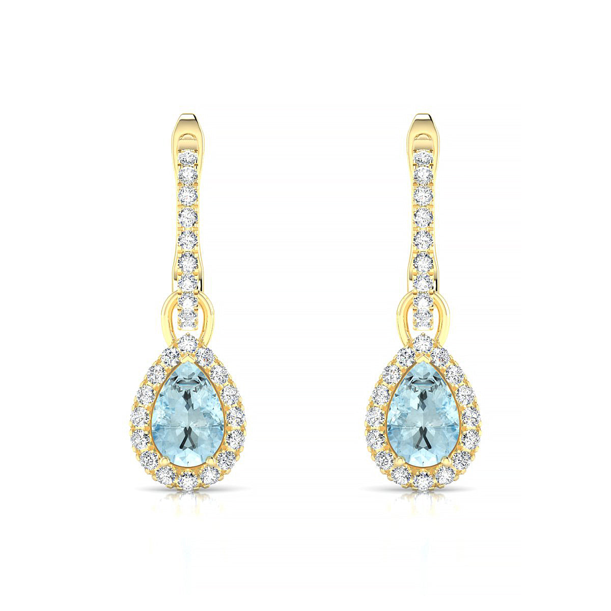 Sunrise | 18k Yellow Gold 6 x 4 mm Pear Aquamarine Earrings