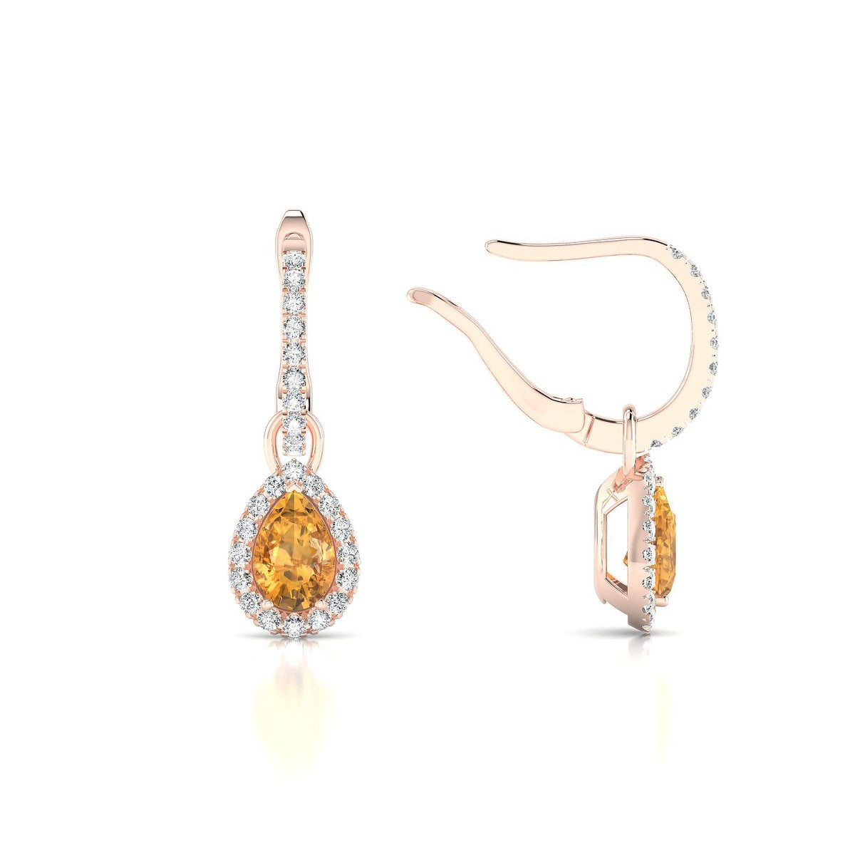 Sunrise | 18k Rose Gold 6 x 4 mm Pear Citrine Earrings