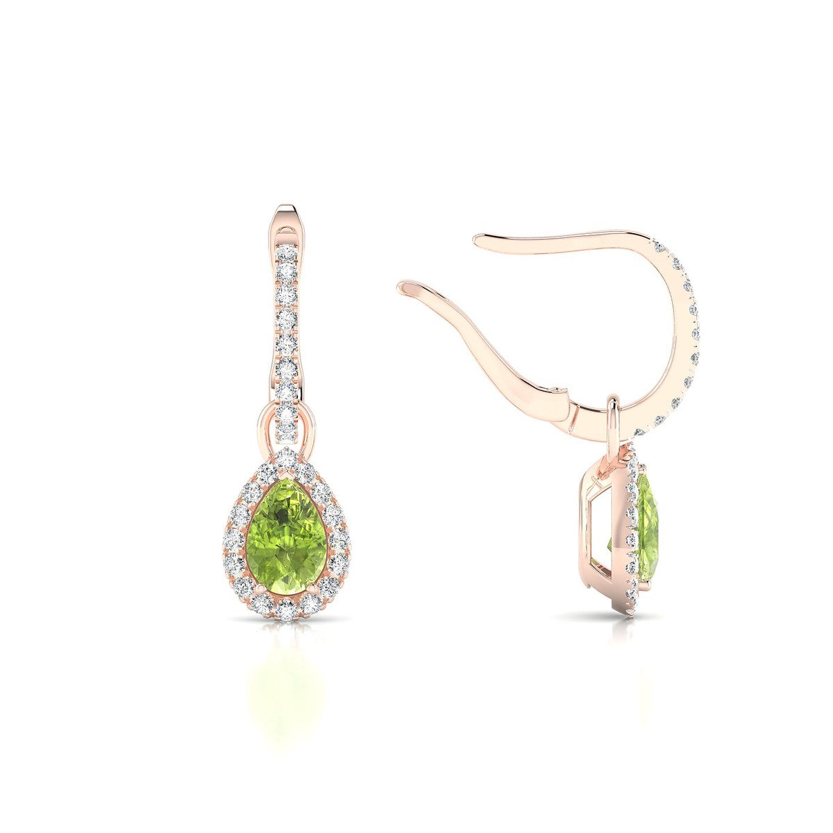 Sunrise | 18k Rose Gold 6 x 4 mm Pear Peridot Earrings