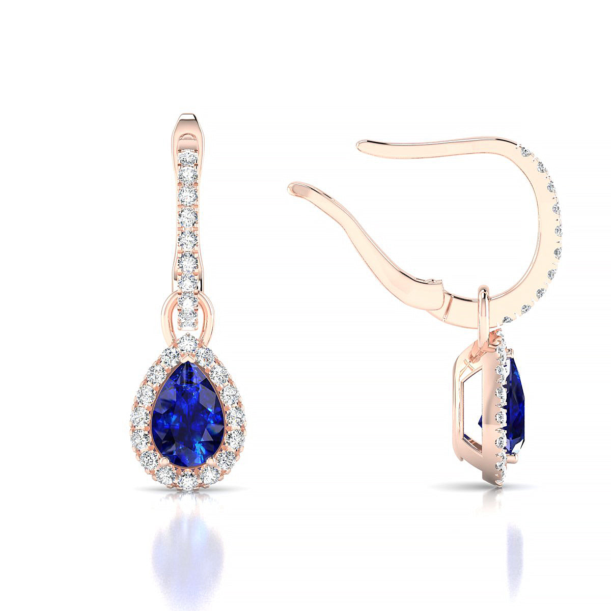 Sunrise | 18k Rose Gold 6 x 4 mm Pear Sapphire Earrings