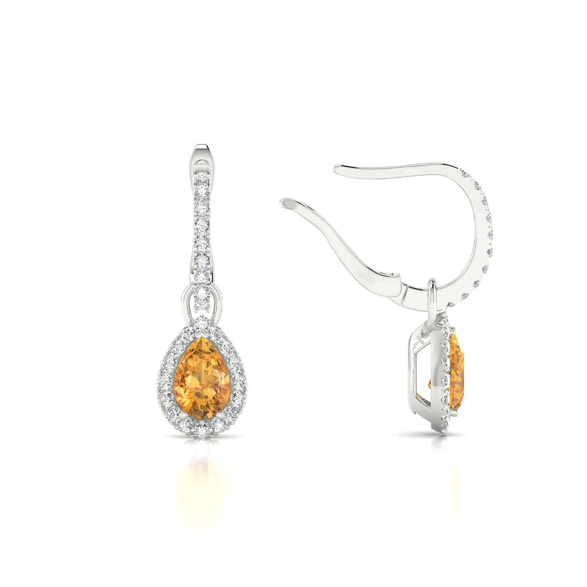 Sunrise | 18k White Gold 6 x 4 mm Pear Citrine Earrings