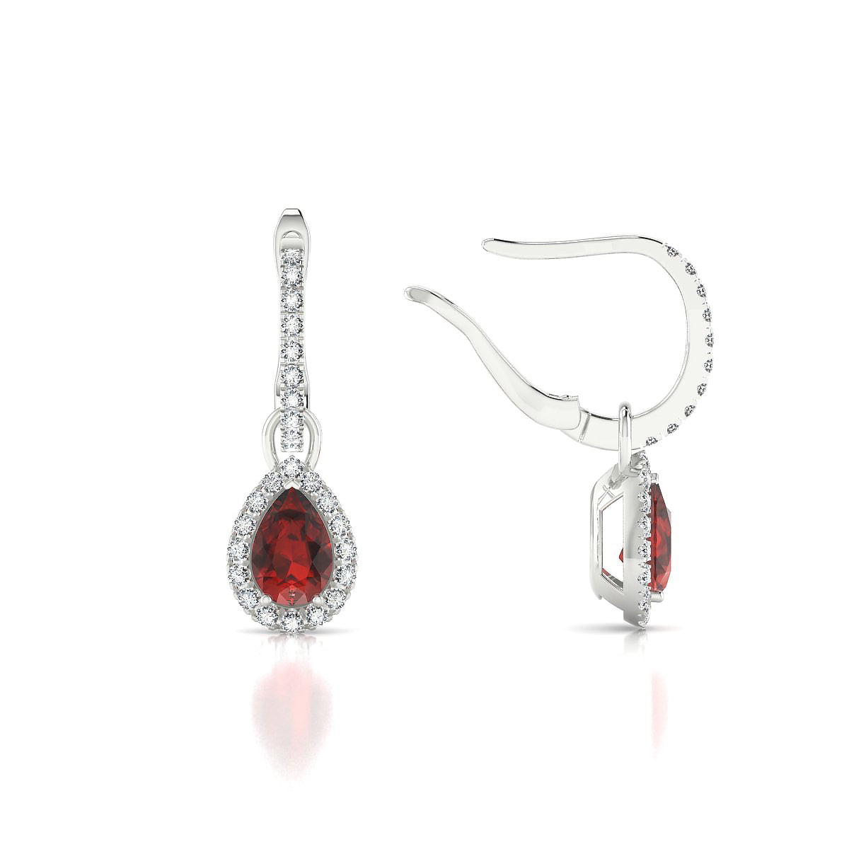 Sunrise | 18k White Gold 6 x 4 mm Pear Garnet Earrings