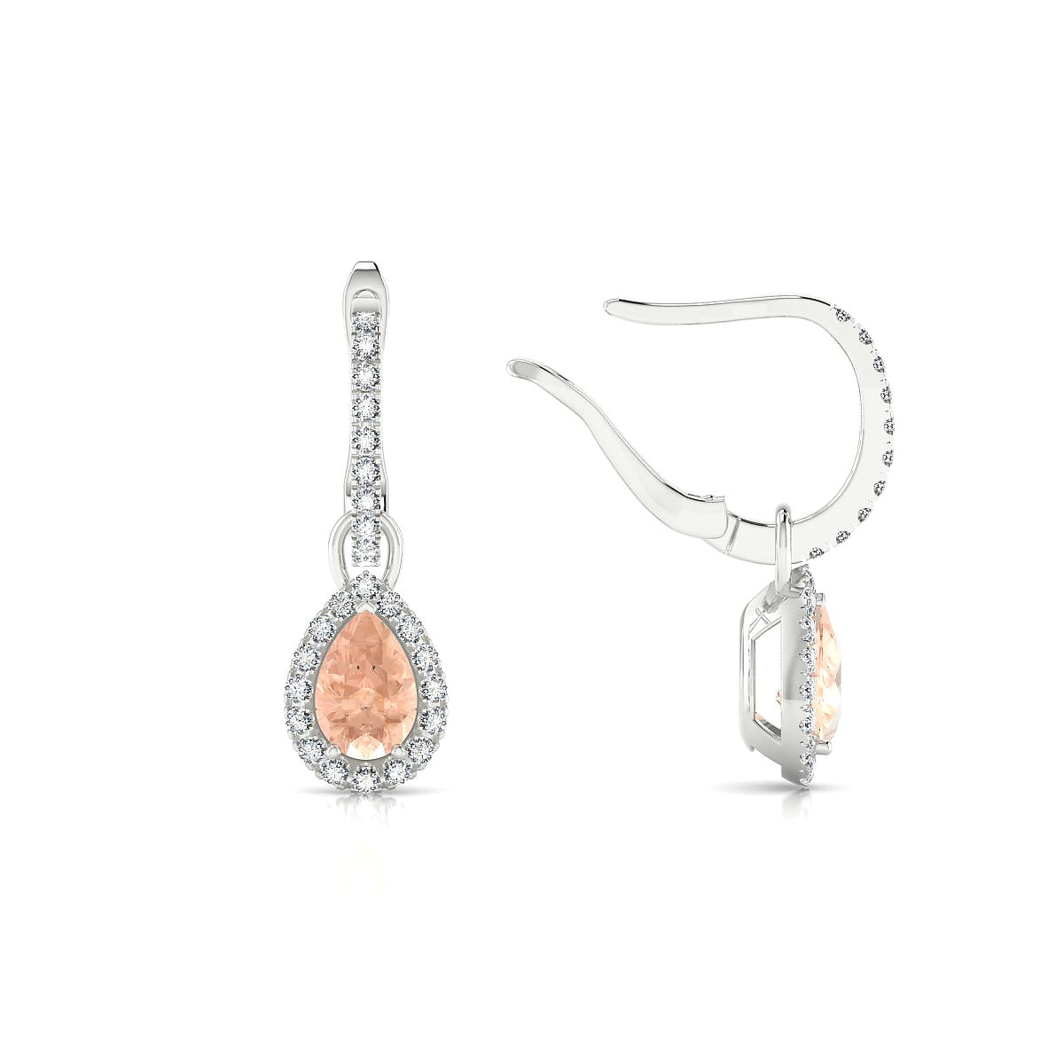 Sunrise | 18k White Gold 6 x 4 mm Pear Morganite Earrings