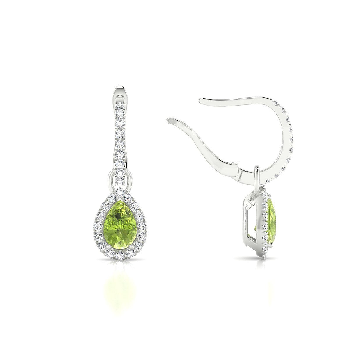Sunrise | 18k White Gold 6 x 4 mm Pear Peridot Earrings