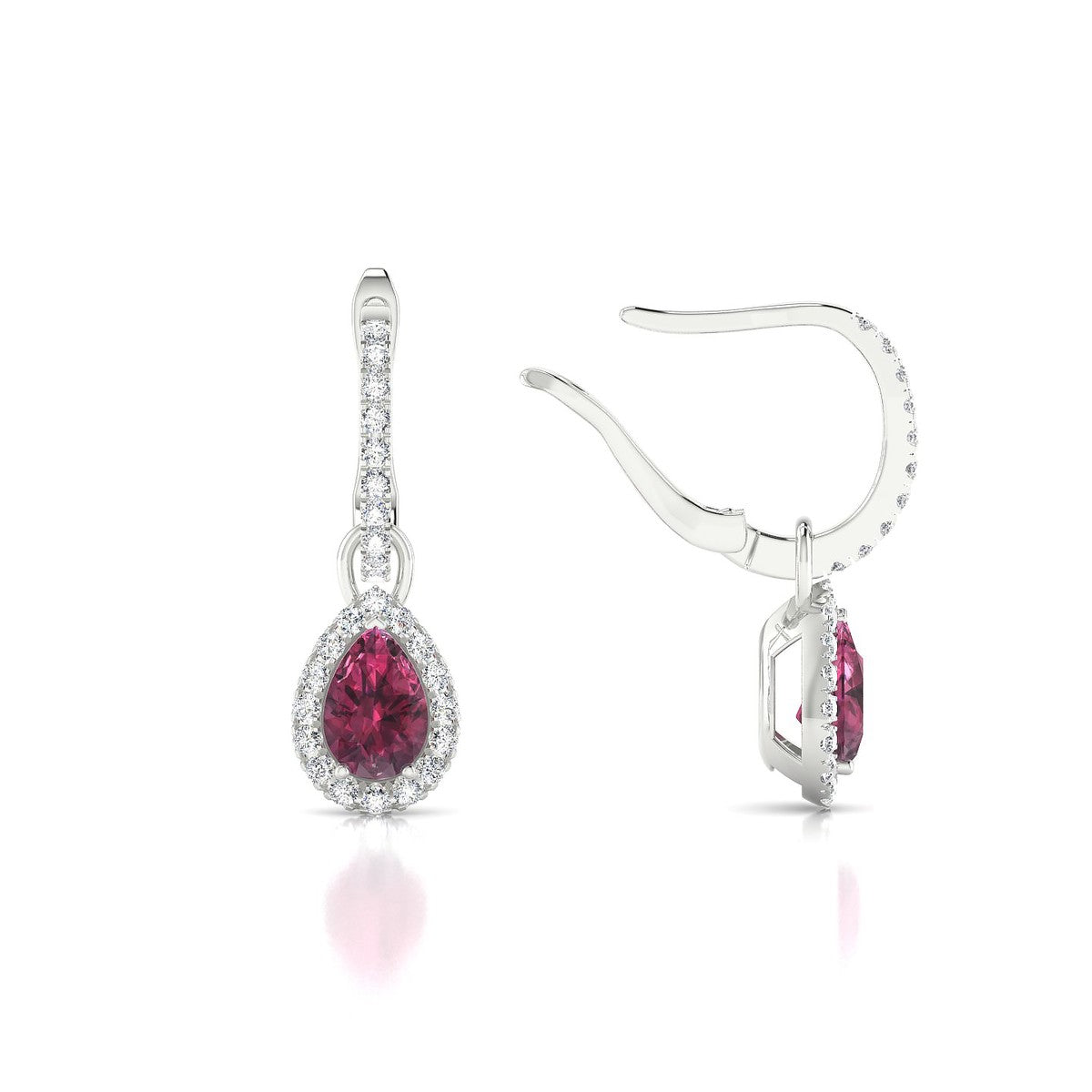 Sunrise | 18k White Gold 6 x 4 mm Pear Rhodolite Earrings