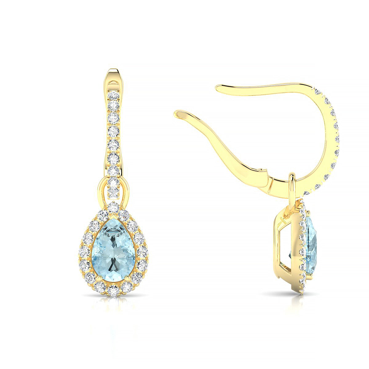 Sunrise | 18k Yellow Gold 6 x 4 mm Pear Aquamarine Earrings