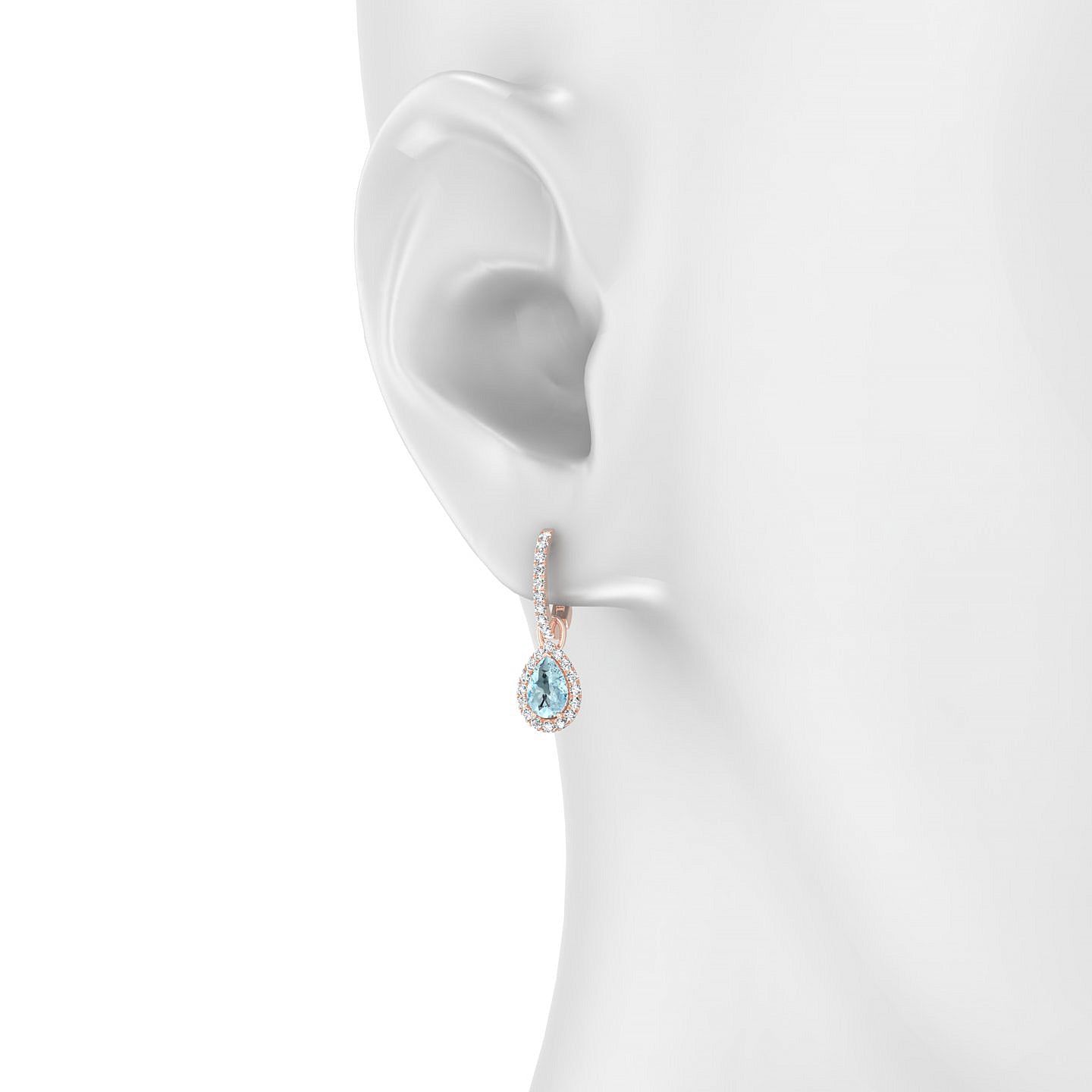 Sunrise | 18k Rose Gold 6 x 4 mm Pear Aquamarine Earrings