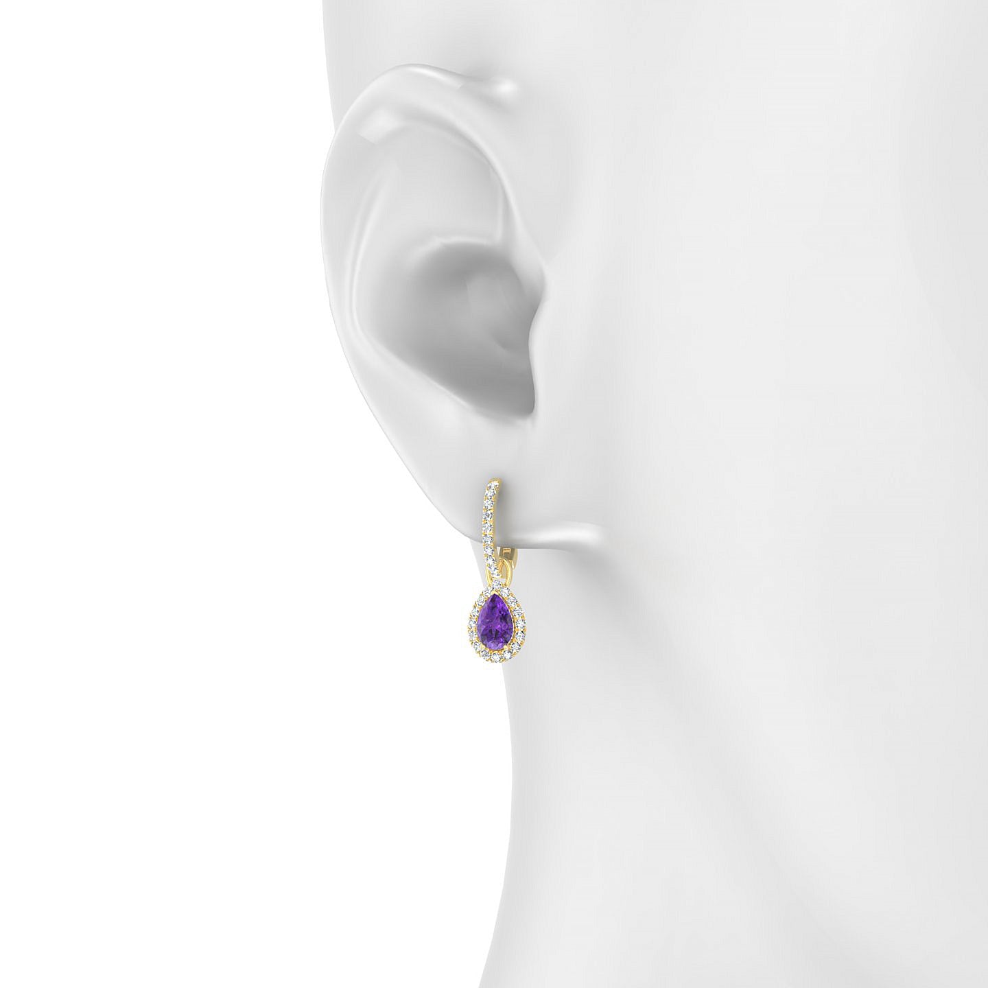 Sunrise | 18k Yellow Gold 6 x 4 mm Pear Amethyst Earrings