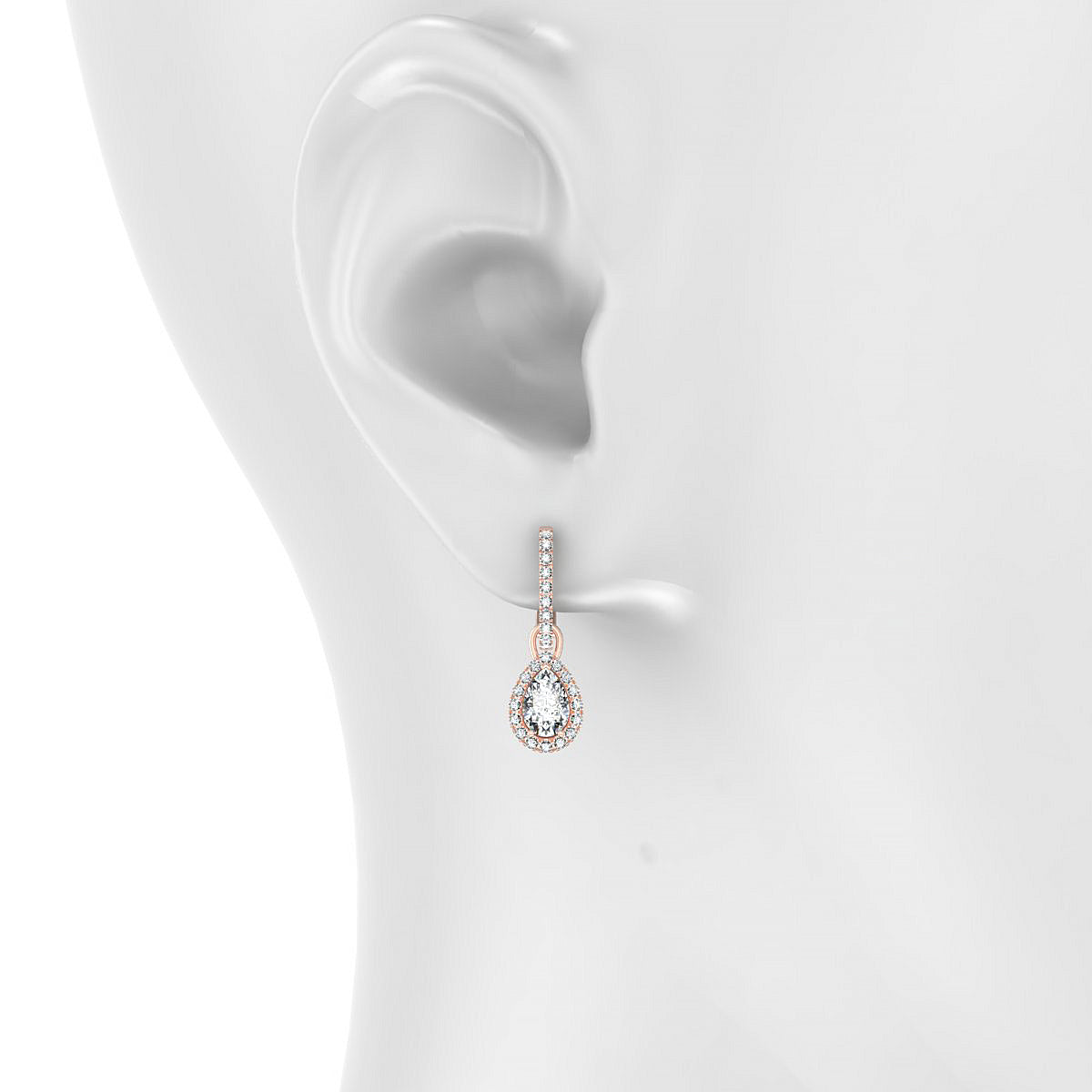 Sunrise | 18k Rose Gold 6 x 4 mm Pear Diamond Earrings