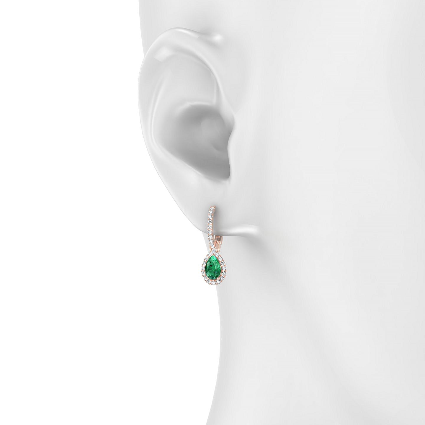 Sunrise | 18k Rose Gold 6 x 4 mm Pear Emerald Earrings