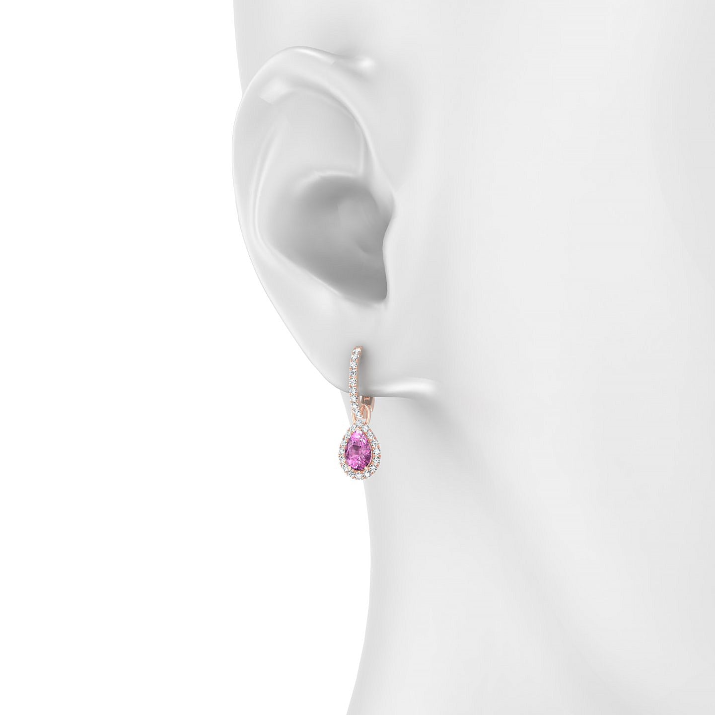 Sunrise | 18k Rose Gold 6 x 4 mm Pear Pink Sapphire Earrings