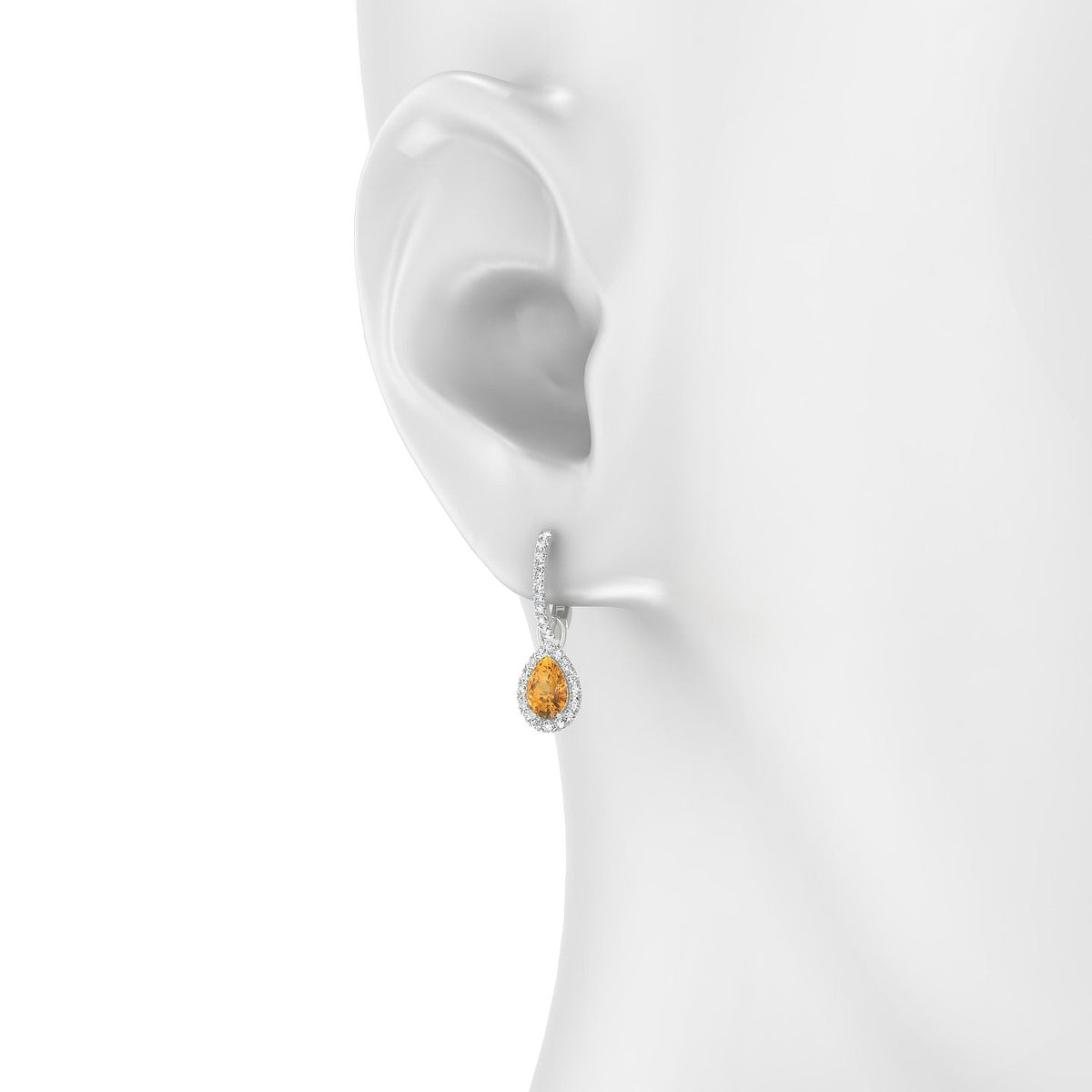 Sunrise | 18k White Gold 6 x 4 mm Pear Citrine Earrings