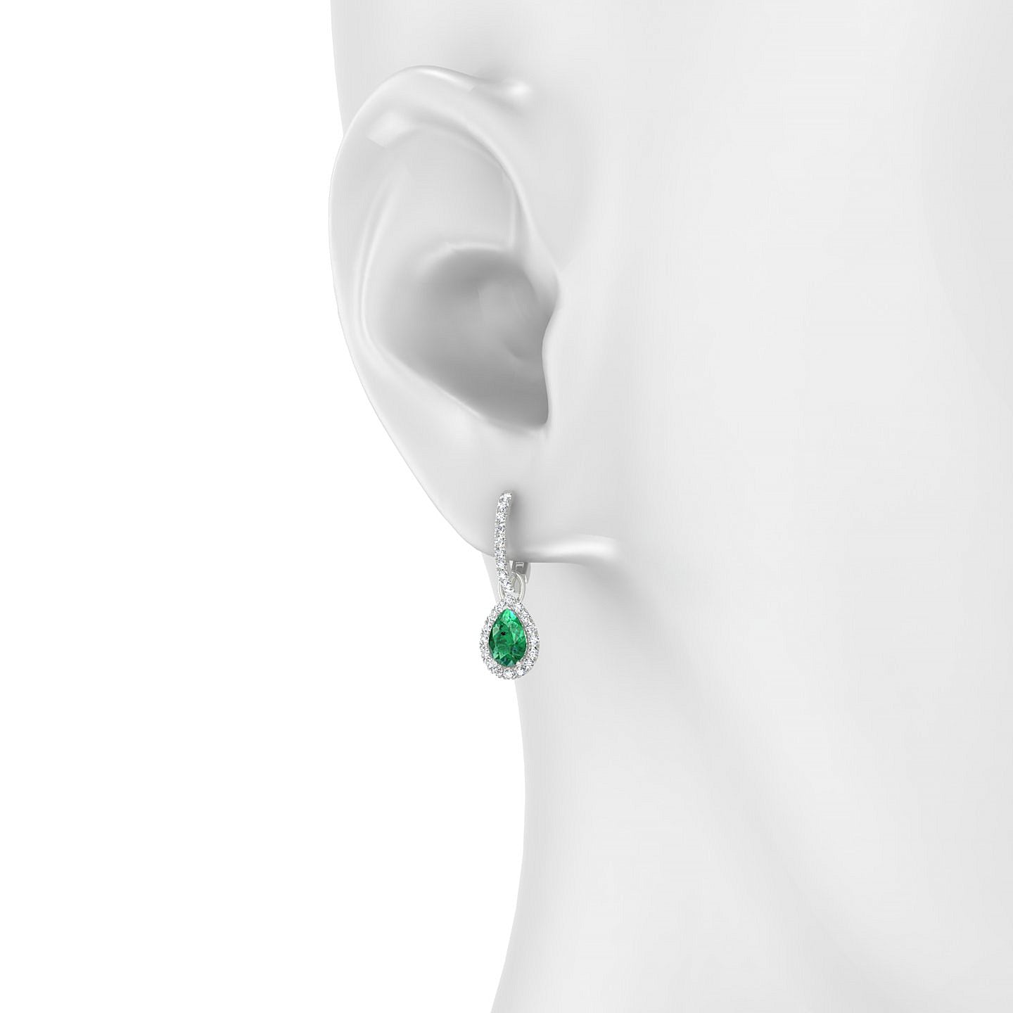 Sunrise | 18k White Gold 6 x 4 mm Pear Emerald Earrings