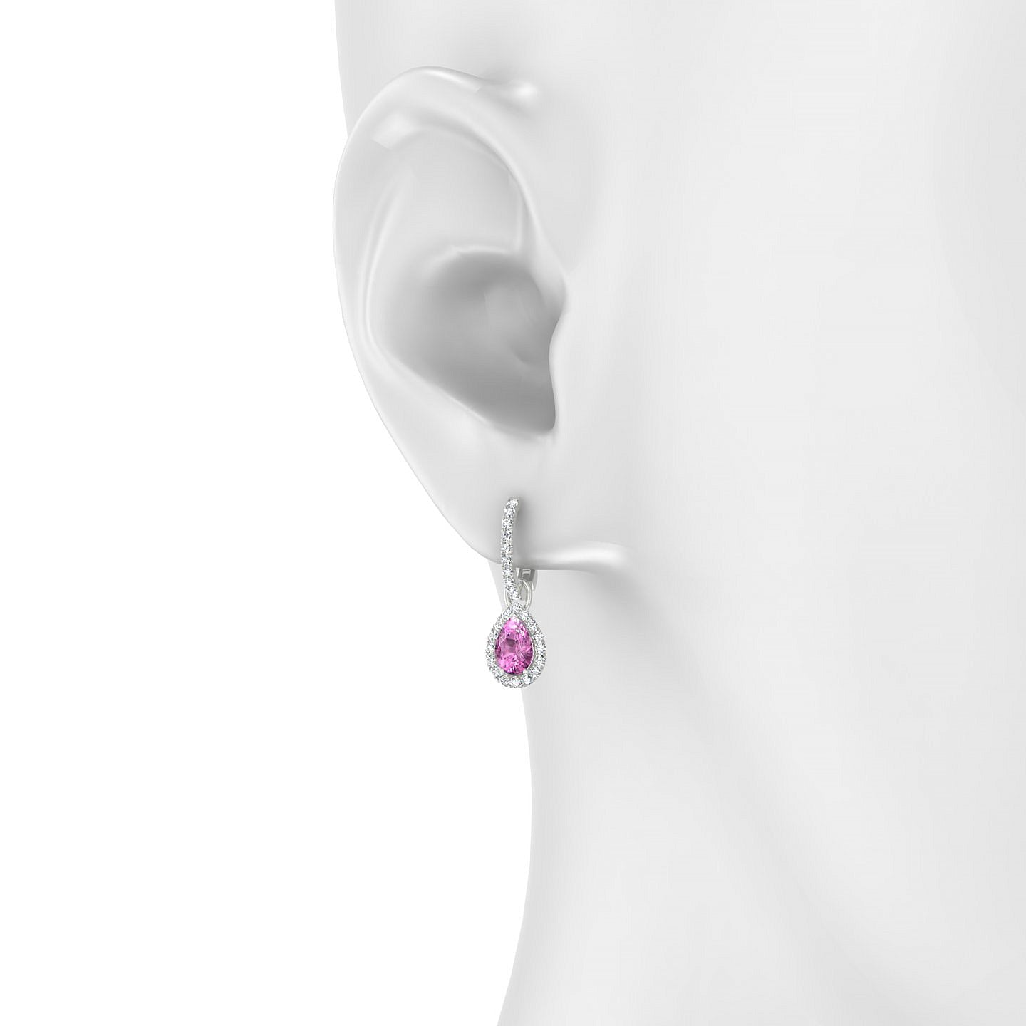 Sunrise | 18k White Gold 6 x 4 mm Pear Pink Sapphire Earrings