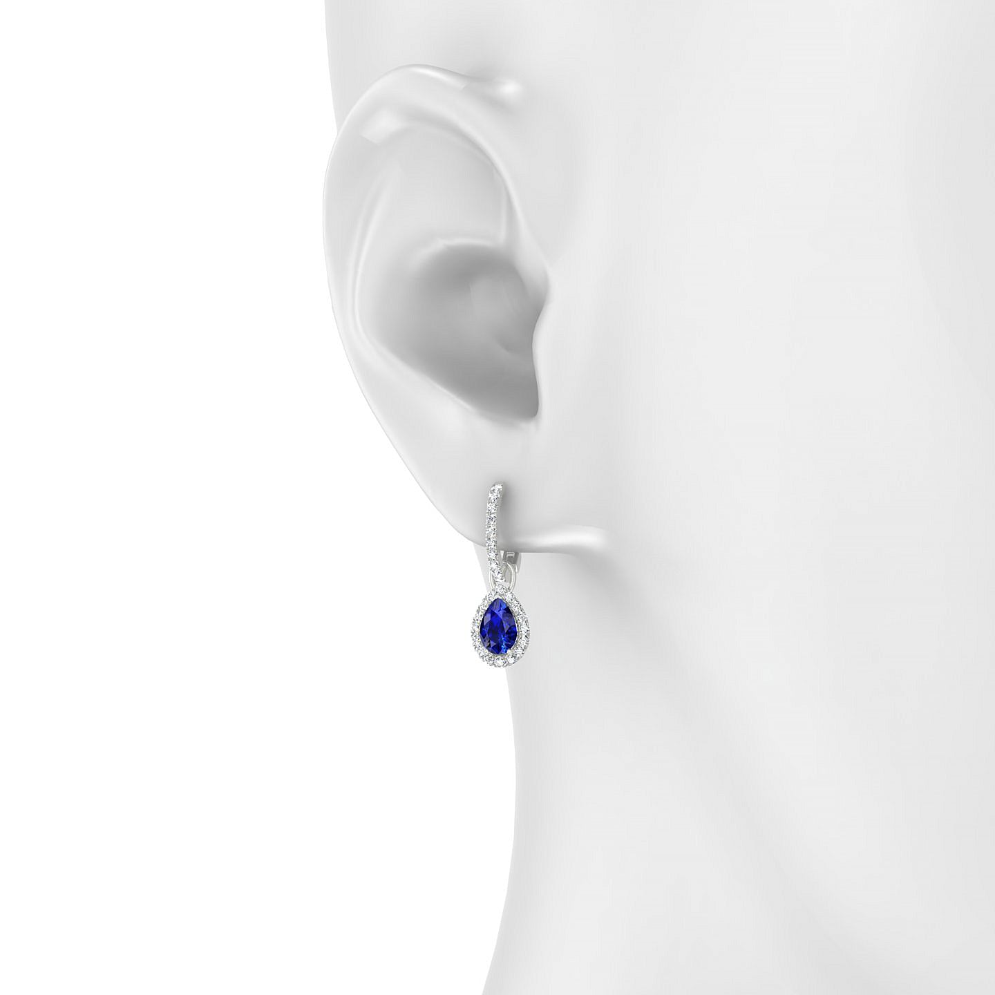 Sunrise | 18k White Gold 6 x 4 mm Pear Sapphire Earrings