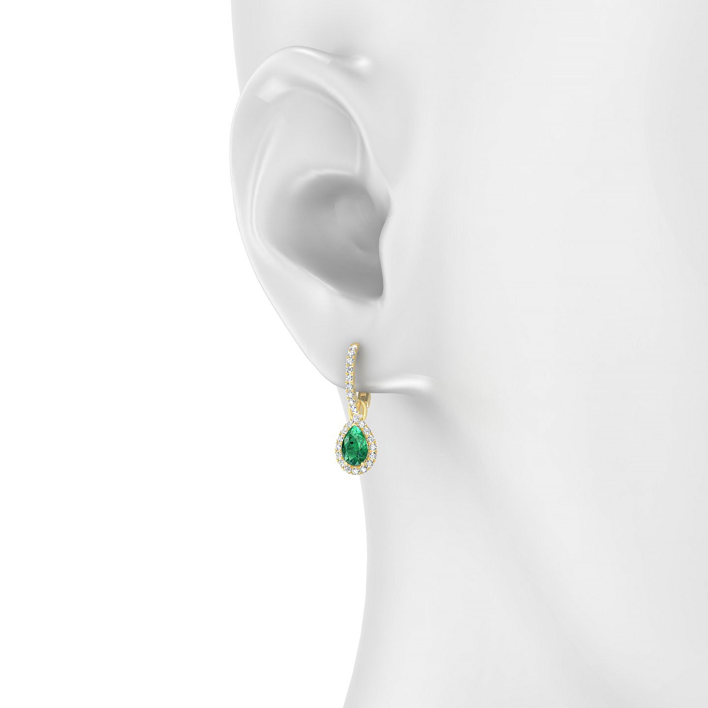 Sunrise | 18k Yellow Gold 6 x 4 mm Pear Emerald Earrings