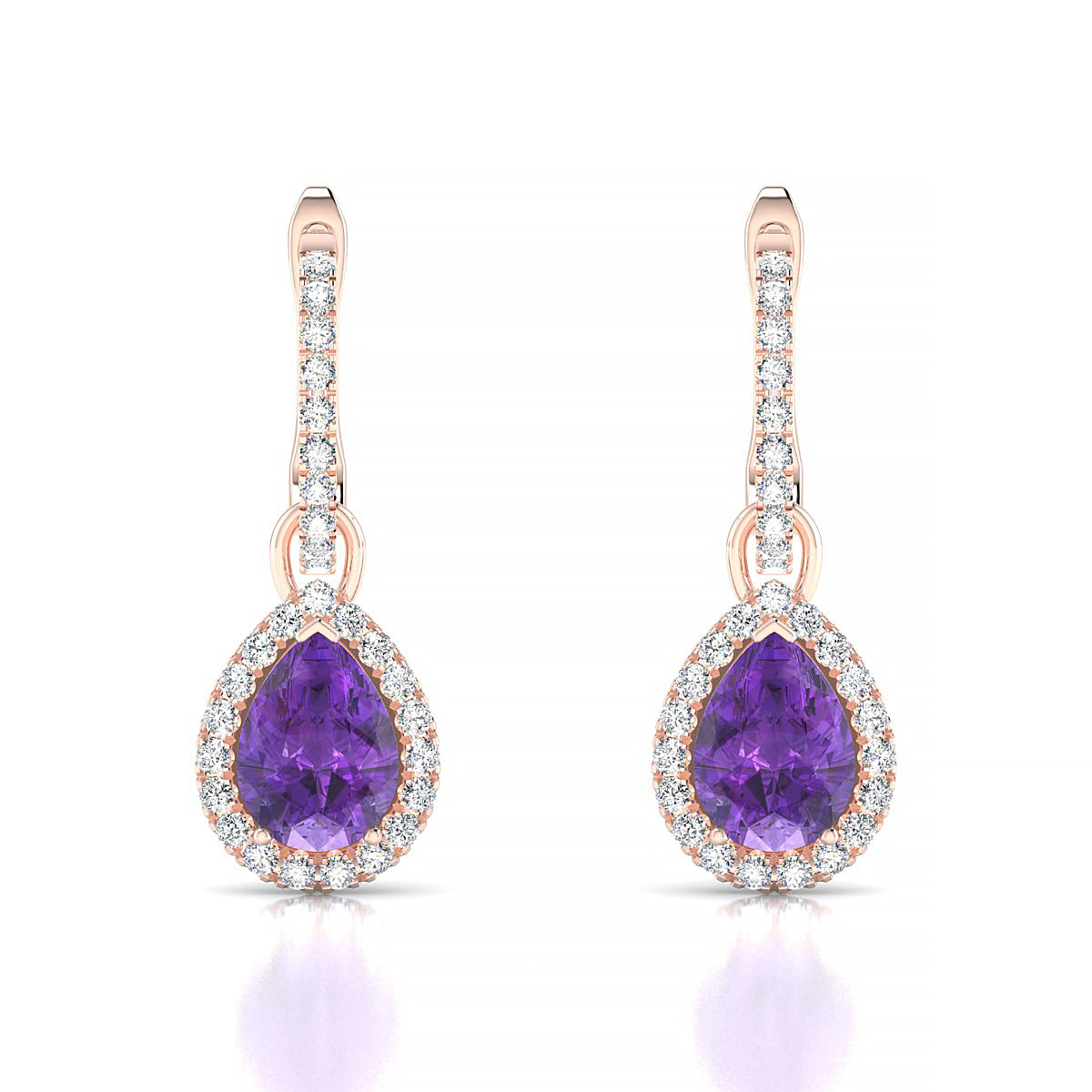 Sunrise | 18k Rose Gold 7 x 5 mm Pear Amethyst Earrings