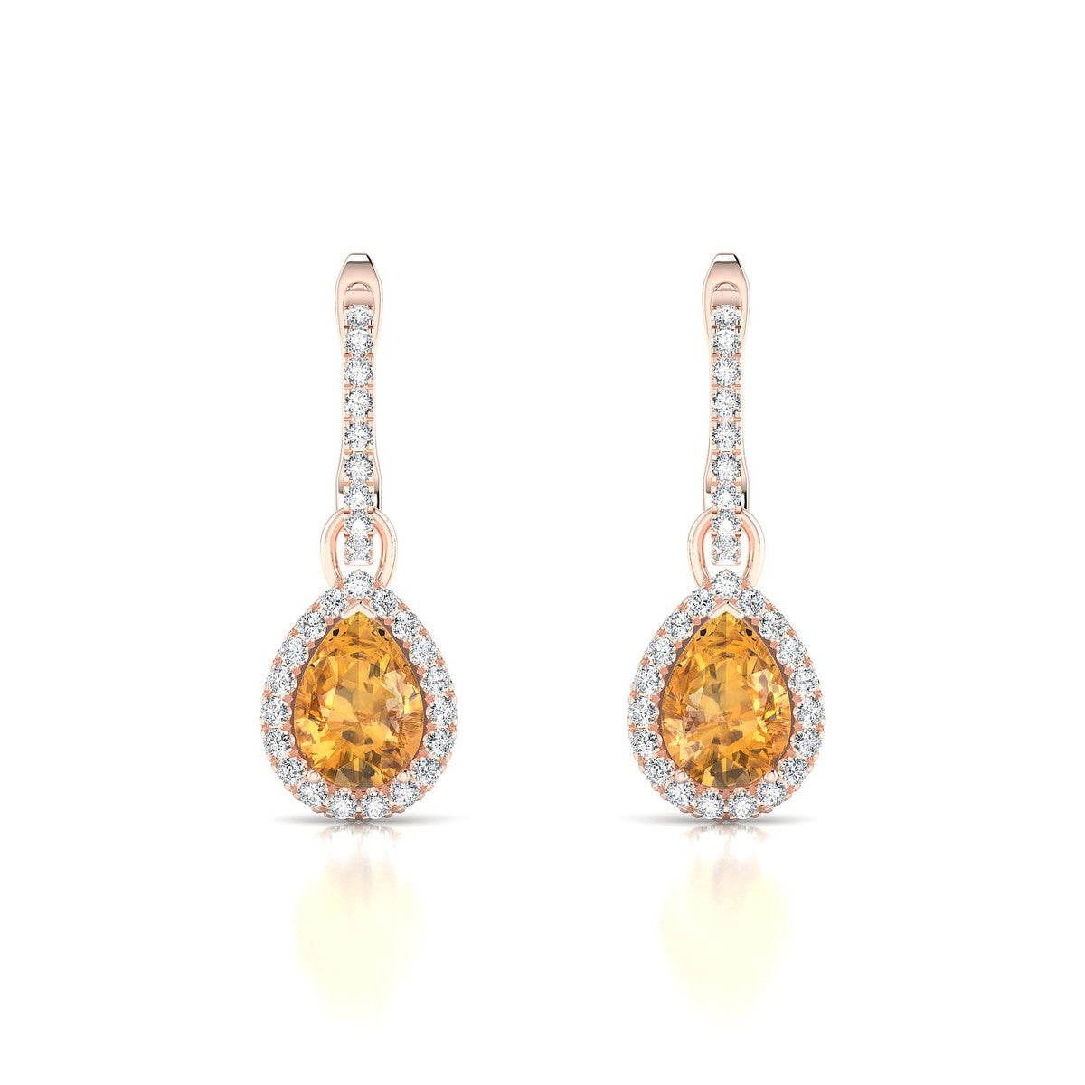 Sunrise | 18k Rose Gold 7 x 5 mm Pear Citrine Earrings