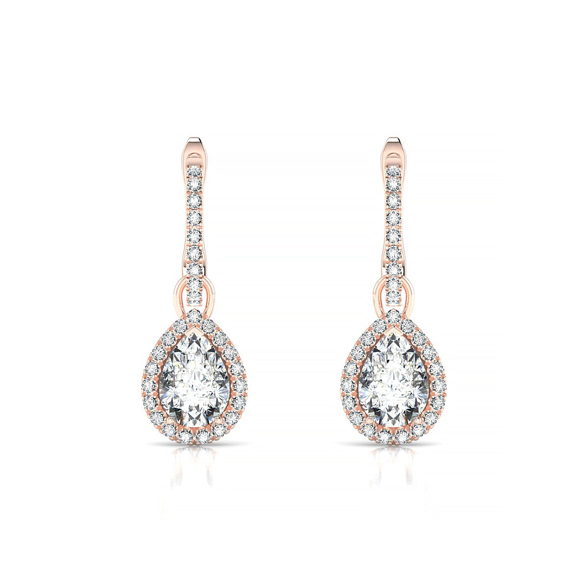 Sunrise | 18k Rose Gold 7 x 5 mm Pear Diamond Earrings
