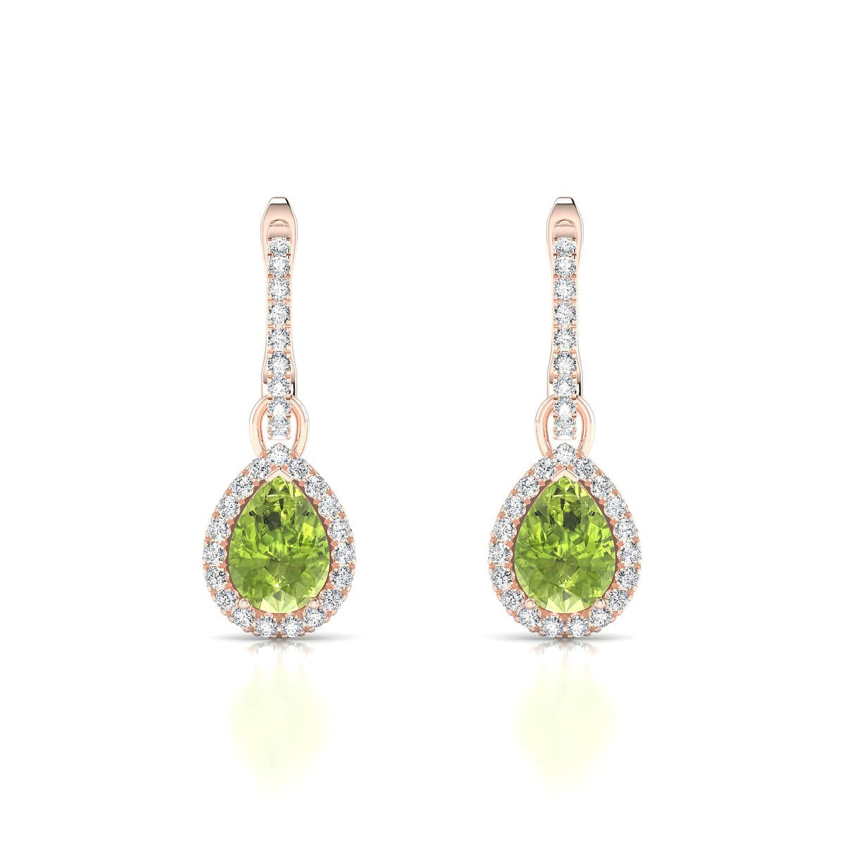 Sunrise | 18k Rose Gold 7 x 5 mm Pear Peridot Earrings