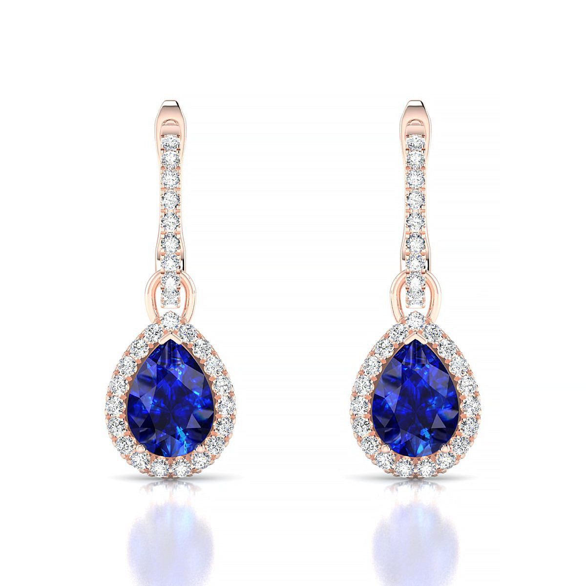 Sunrise | 18k Rose Gold 7 x 5 mm Pear Sapphire Earrings