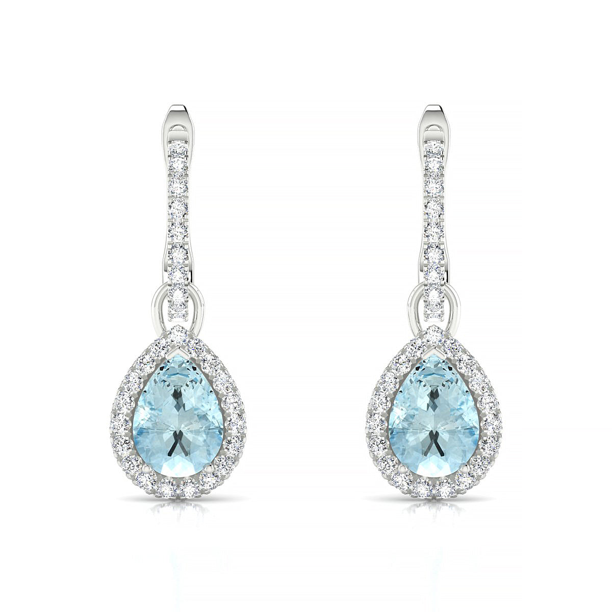 Sunrise | 18k White Gold 7 x 5 mm Pear Aquamarine Earrings