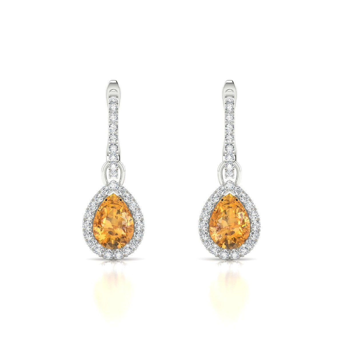 Sunrise | 18k White Gold 7 x 5 mm Pear Citrine Earrings