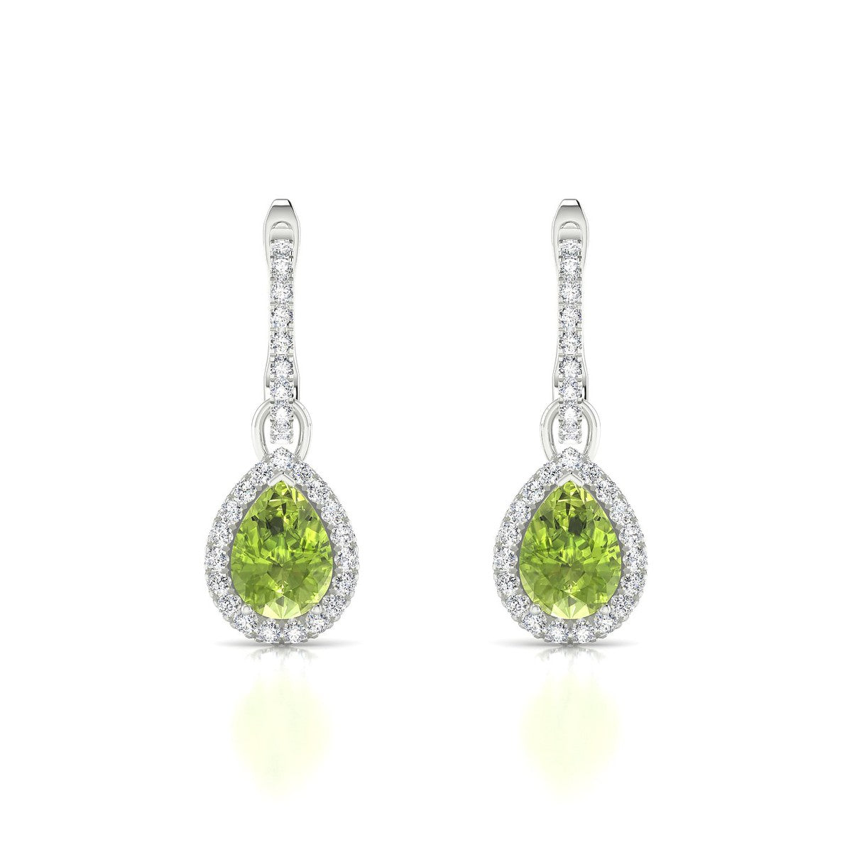 Sunrise | 18k White Gold 7 x 5 mm Pear Peridot Earrings