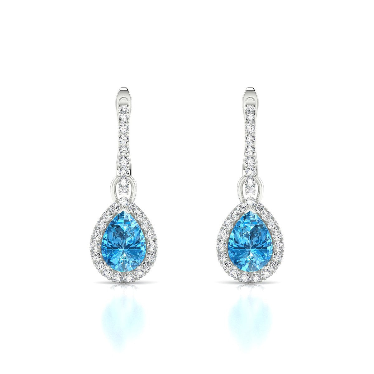 Sunrise | 18k White Gold 7 x 5 mm Pear Topaz Earrings