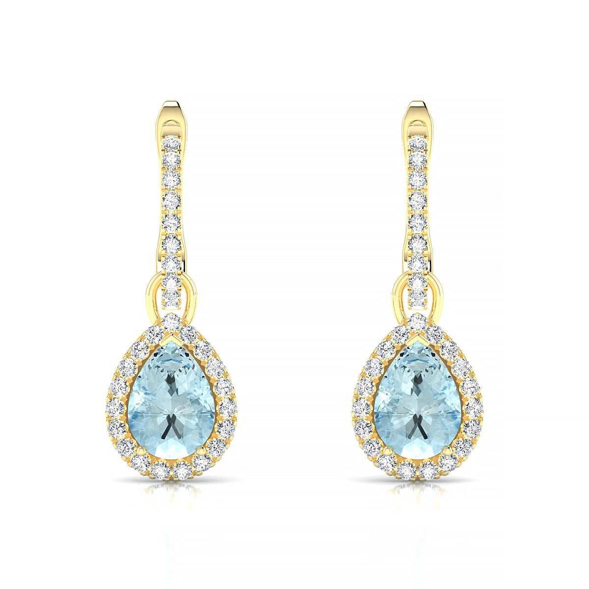 Sunrise | 18k Yellow Gold 7 x 5 mm Pear Aquamarine Earrings